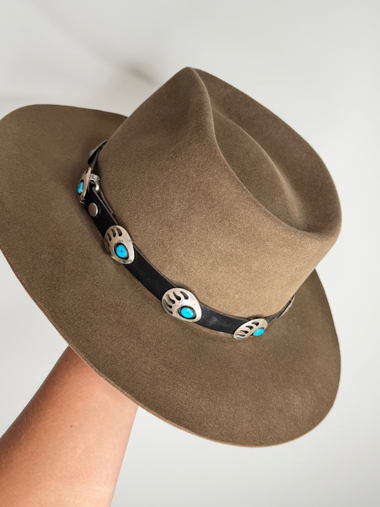 Vintage Thoroughbred Pedigreed Moleskin Turquoise Bear Claw Cowboy Hat main image 13